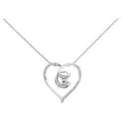.925 Sterling Silver 1/4 Carat Diamond Heart Pendant Necklace