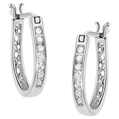 .925 Orecchini a cerchio con diamante da 1/4 di carato in argento sterling