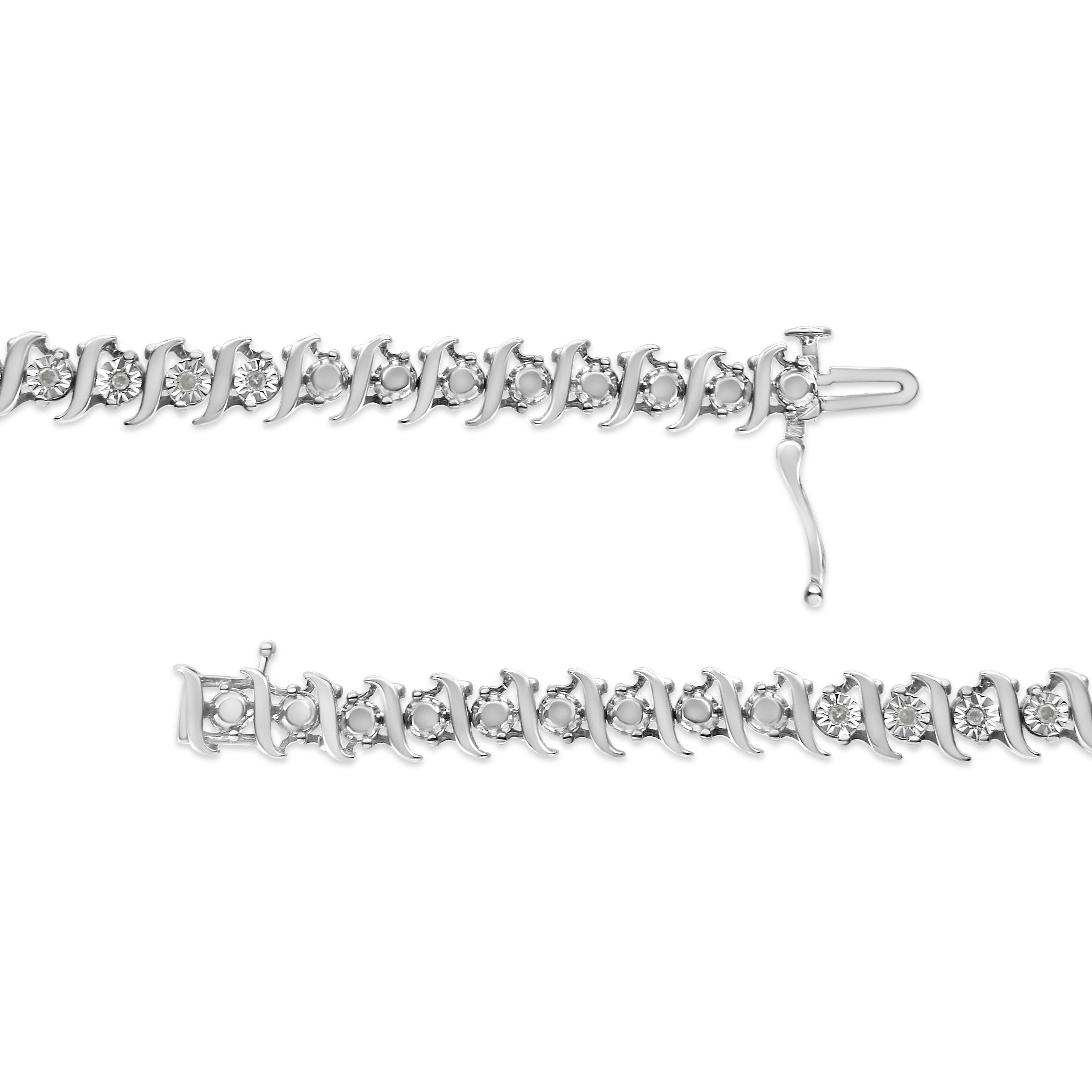 Taglio rotondo .925 Bracciale da tennis con maglie a 