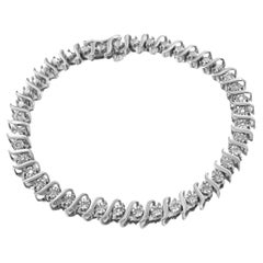 .925 Sterlingsilber 1/4 Karat Diamant-Tennisarmband mit Miracle-Set „S“-Gliederarmband