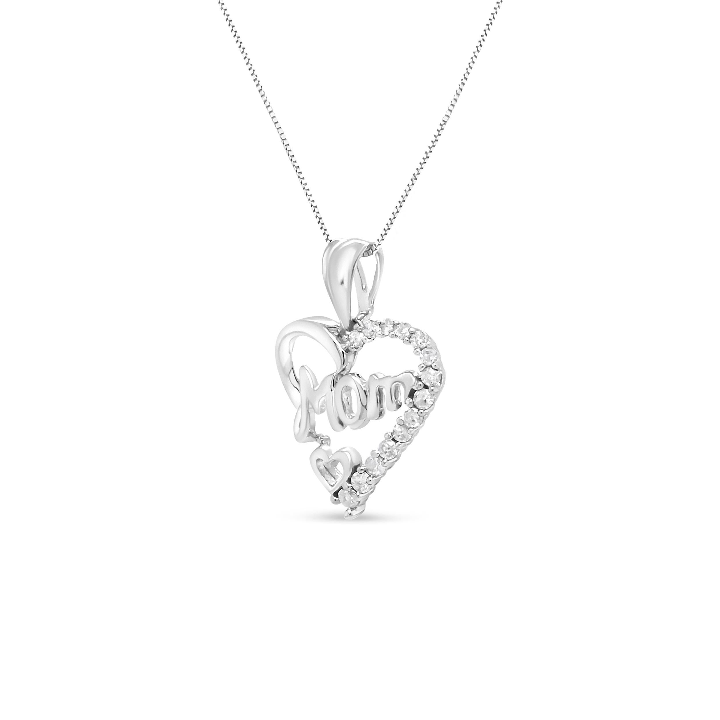 Make this Mother's Day -- or any day -- one for mom to remember by gifting her this sweet diamond heart pendant necklace. This delightful piece is fashioned in an open heart with the word 
