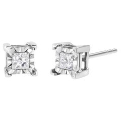 .925 Sterlingsilber 1/4 Karat Diamant Solitär-Ohrstecker