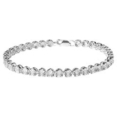.925 Sterlingsilber 1/4 Karat Diamant Starburst Rundes Glieder-Tennisarmband