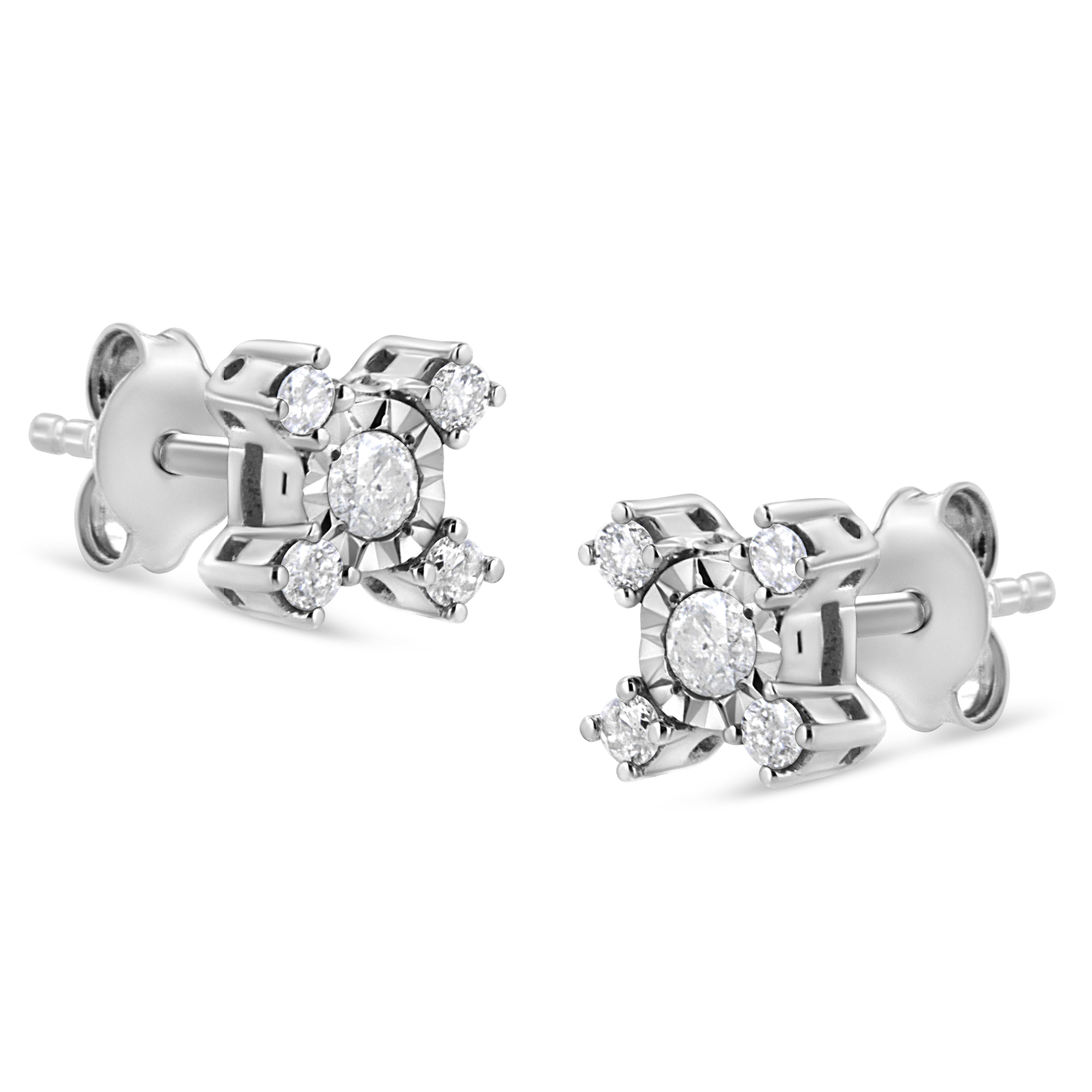 Contemporaneo .925 Sterling Silver 1/4 Carat Miracle Plate Set Diamond 