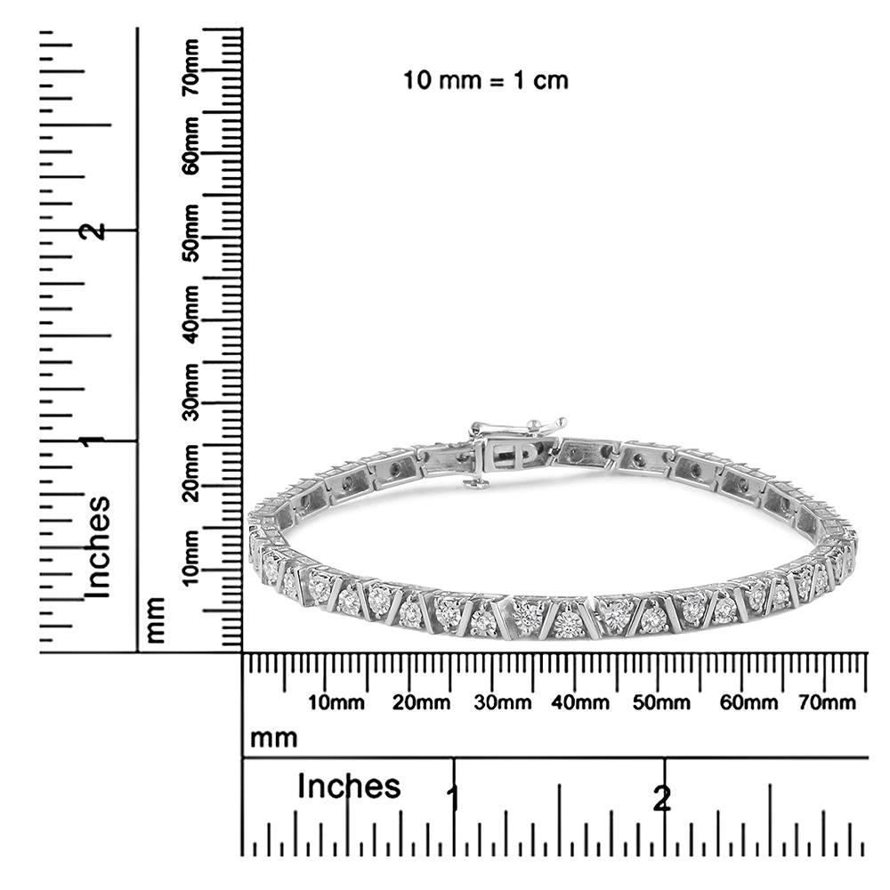 .925 Sterling Silver 1/4 Carat Miracle-Set Diamond Modern Tennis Bracelet Neuf - En vente à New York, NY