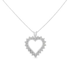 .925 Sterling Silver 1/4 Carat Miracle Set Diamond Open Heart Pendant Necklace
