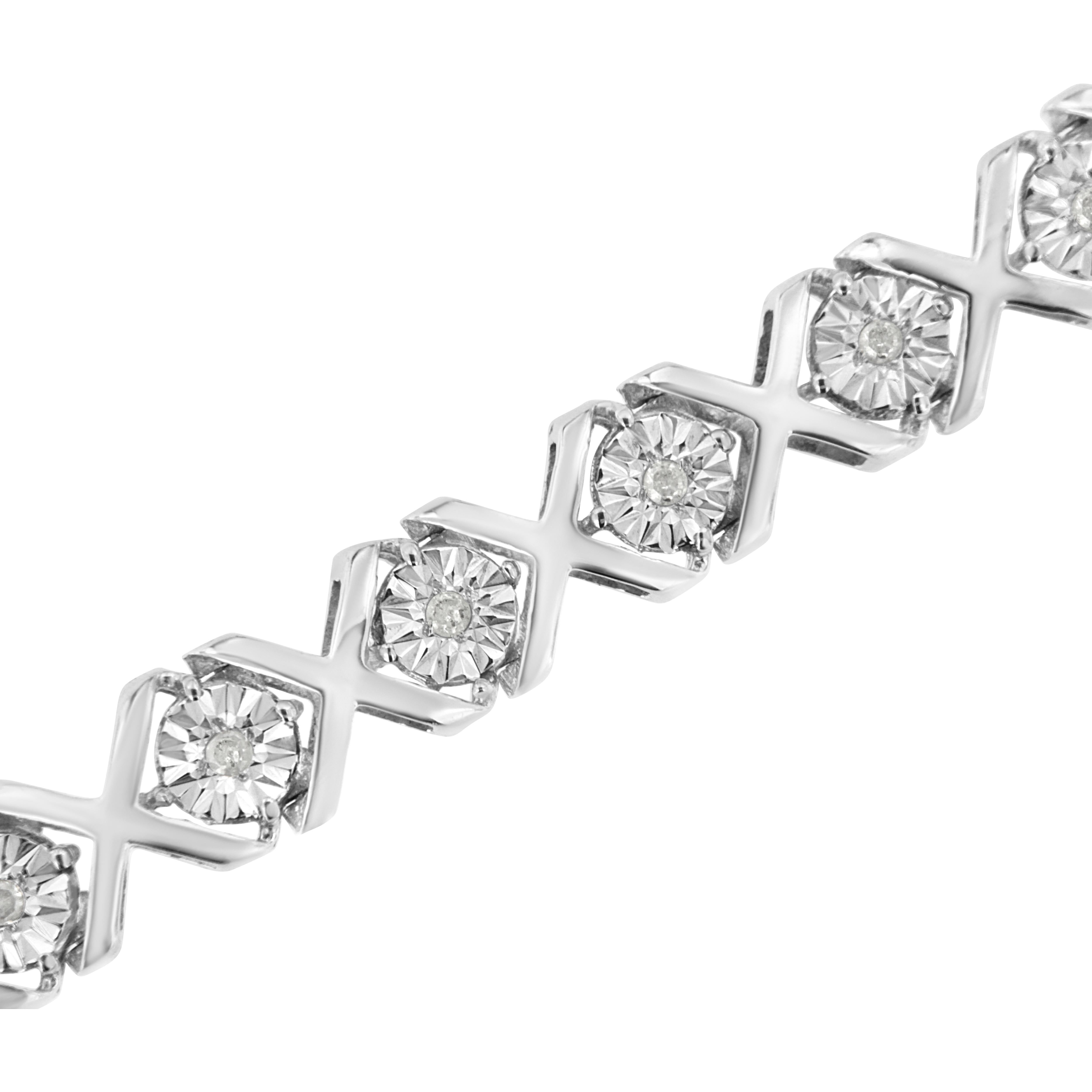 Donna .925 Argento Sterling Silver 1/4 Carat Miracle Set Diamond 