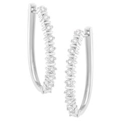 .925 Sterling Silver 1/4 Carat Miracle-Set Round-Cut Diamond Hoop Earring