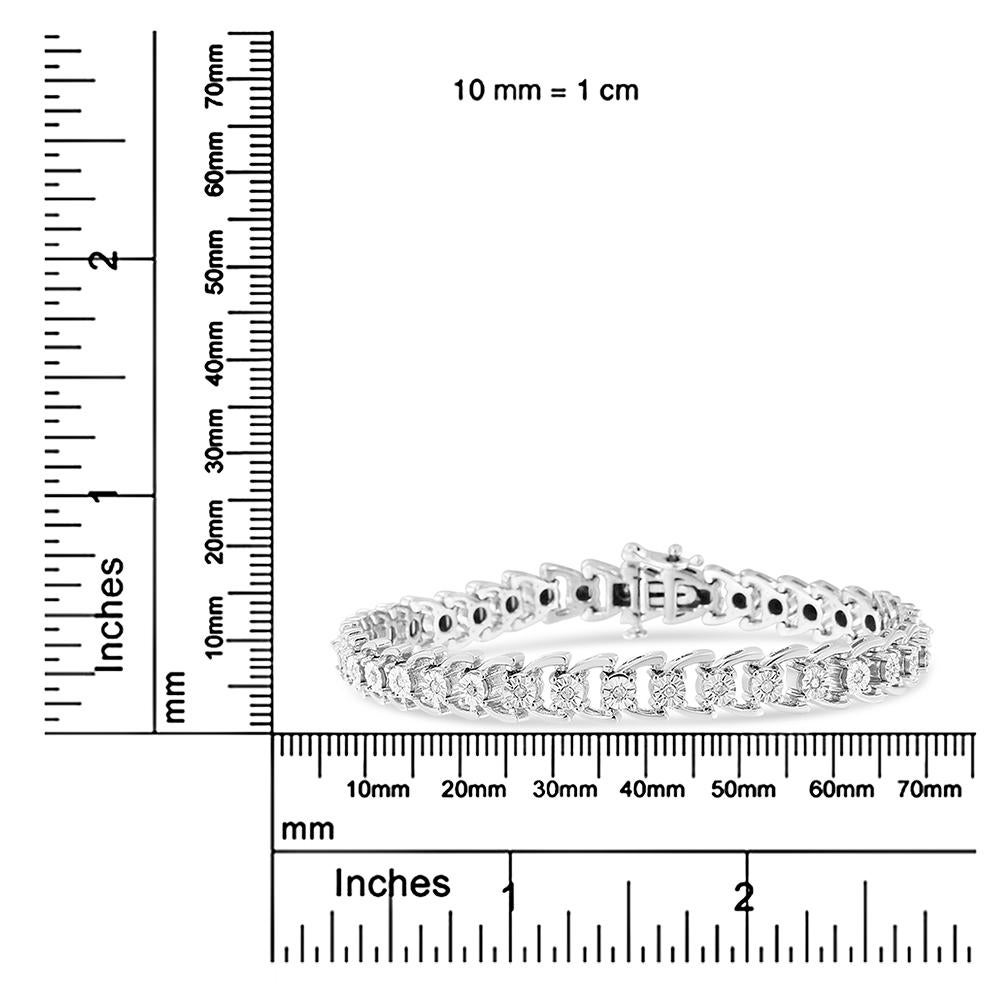Women's .925 Sterling Silver 1/4 Carat Round Diamond Composite Open Link Bracelet For Sale