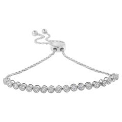 .925 A. Silver 1/4 Cttw Diamon Bracciale Tennis Bolo regolabile con perline
