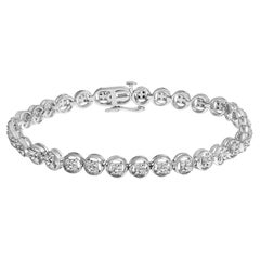 .925 Sterling Silver 1/4 Cttw Diamond 7" Open Circle Wheel Link Tennis Bracelet