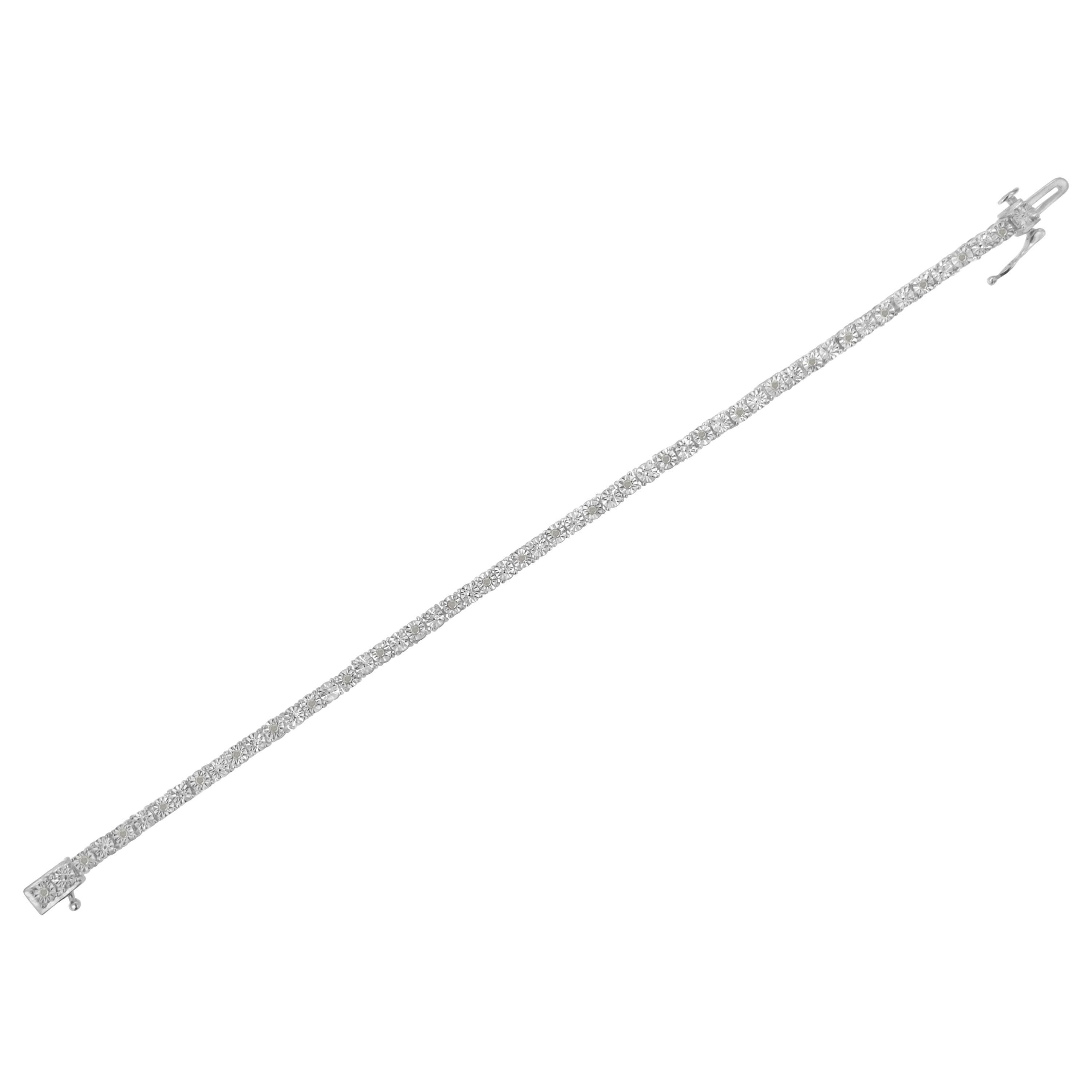 Women's .925 Sterling Silver 1/4 Cttw Diamond Illusion-Set Miracle Plate Tennis Bracelet