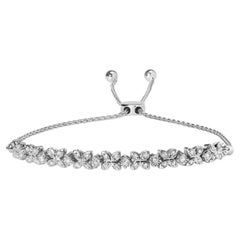 .925 Sterlingsilber 1/4 Cttw Diamant-Gliederarmband 4"-10" Verstellbares Bolo-Armband