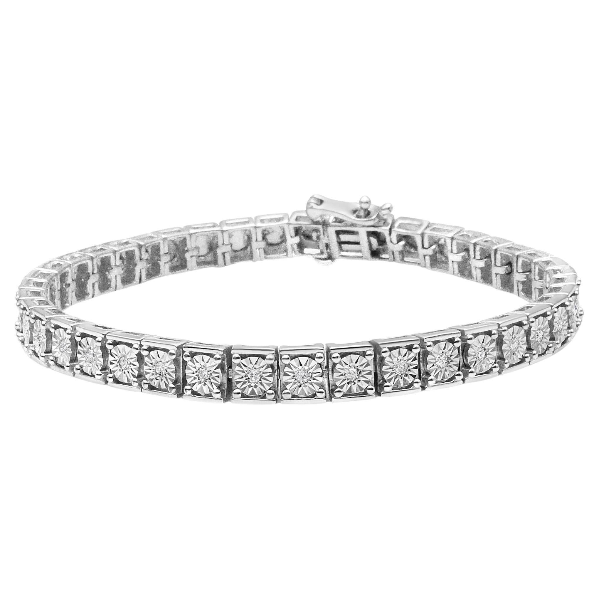 .925 Sterlingsilber 1/4 Cttw Diamant-Gliederarmband