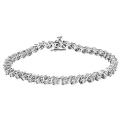 .925 Sterling Silver 1/4 Cttw Diamond Station and S Link Bracelet
