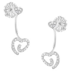 .925 Sterlingsilber 1/4 Cttw Diamant-Ohrringe mit Wirbel-Herz