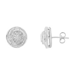 .925 Sterling Silver 1/4 Cttw Diamond Swirl Love Knot Stud Earring