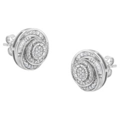 .925 Sterlingsilber 1/4 Cttw Diamant Wirbel Love Knot Ohrstecker