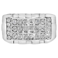 .925 A. Silver 1/4 Cttw Diamond Three Row Channel Band Ring - Taglia 10