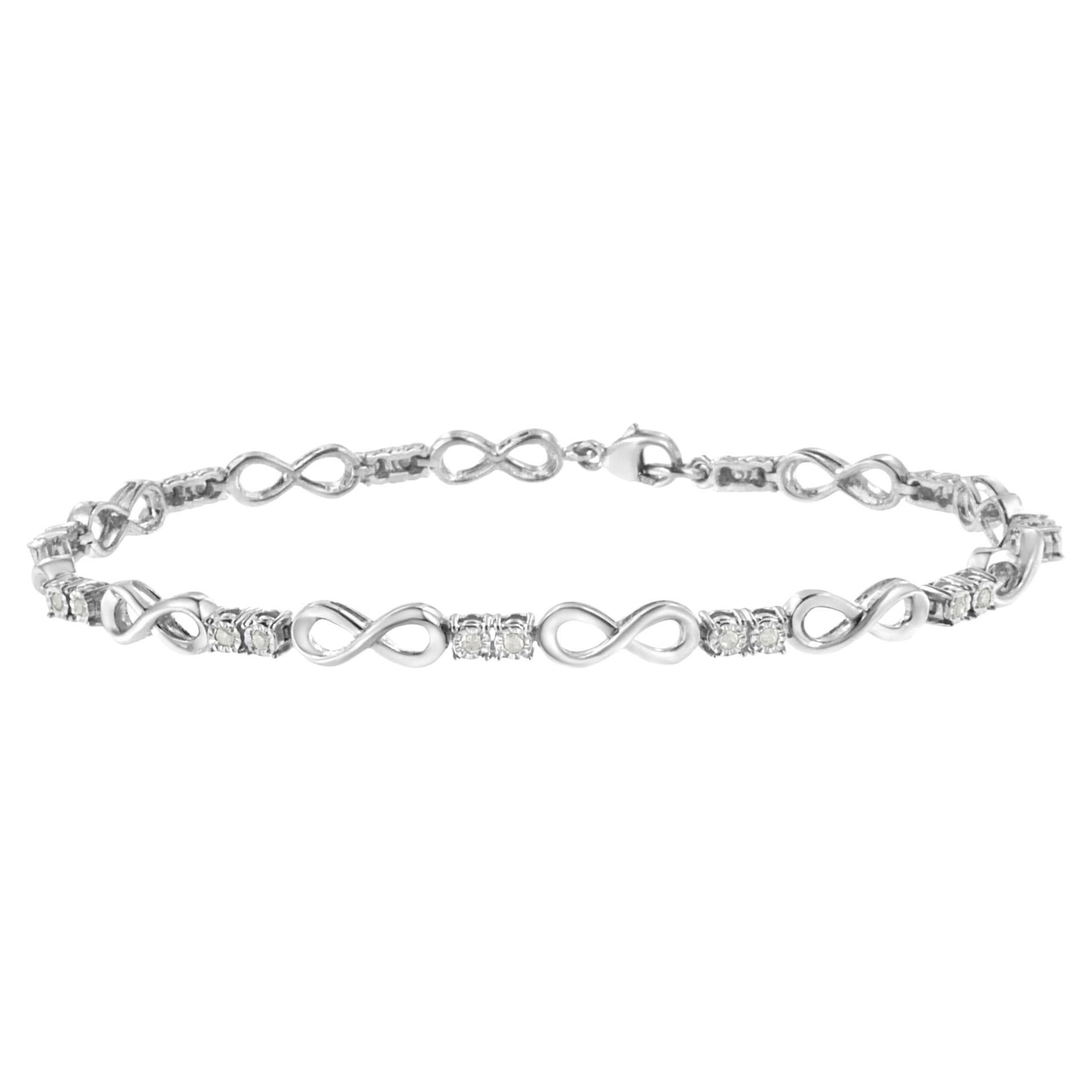 .925 Sterling Silver 1/4 cttw Miracle Set Diamond Infinity Link Bracelet