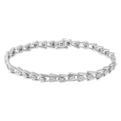 .925 Sterling Silver 1/4 cttw Miracle Set Diamond Sleek and Open "V" Bracelet