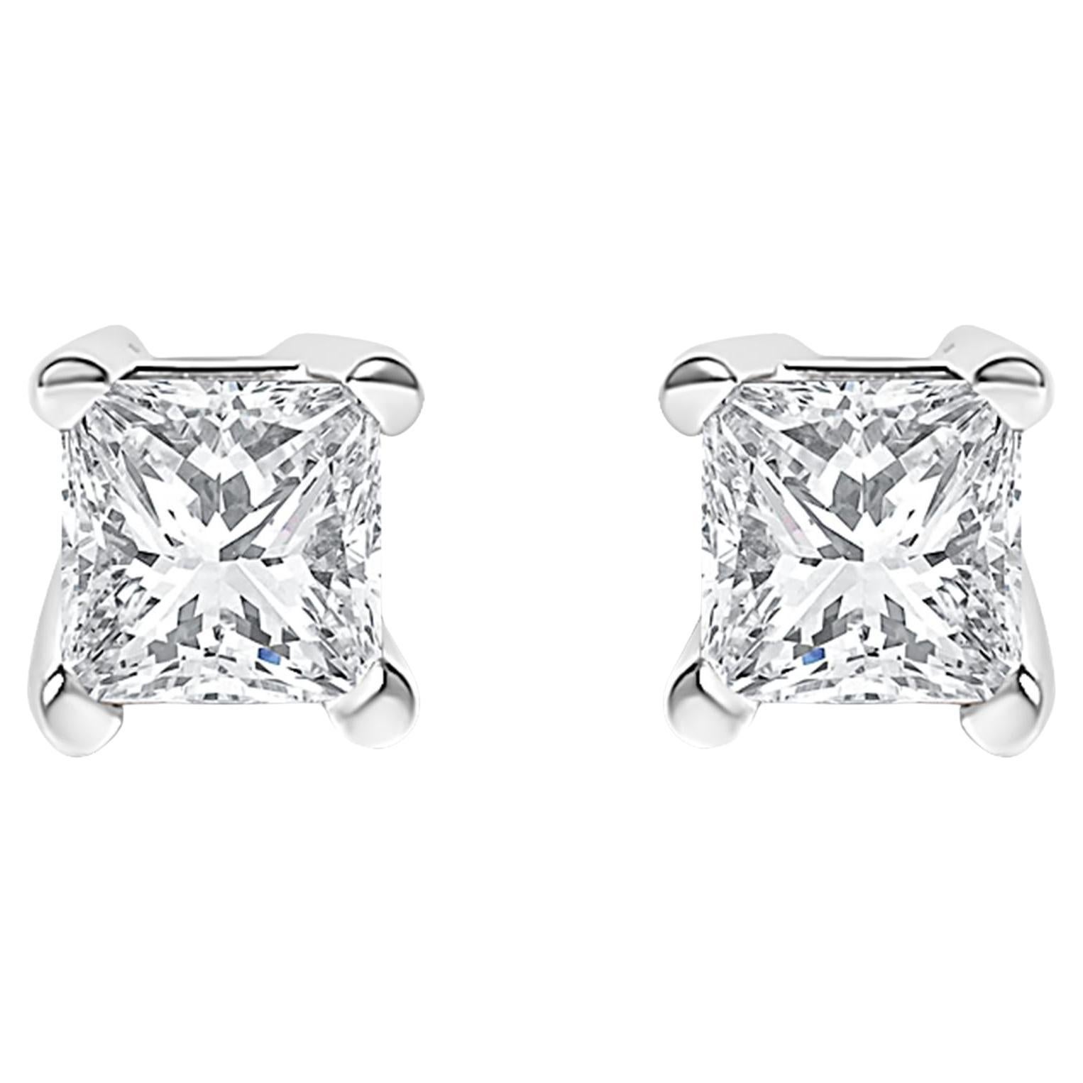 .925 Sterlingsilber 1/4 Cttw Prinzessinnenschliff Diamant Solitär-Ohrstecker