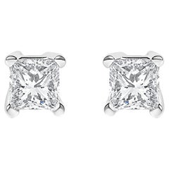 .925 Sterlingsilber 1/4 Cttw Prinzessinnenschliff Diamant Solitär-Ohrstecker