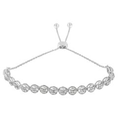 Bracciale Bolo in argento 925 con diamanti taglio rotondo da 1/4 cttw