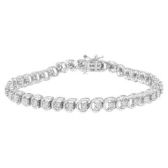 .925 Sterling Silver 1/4 Cttw Round-cut Diamond "C" Link Bracelet