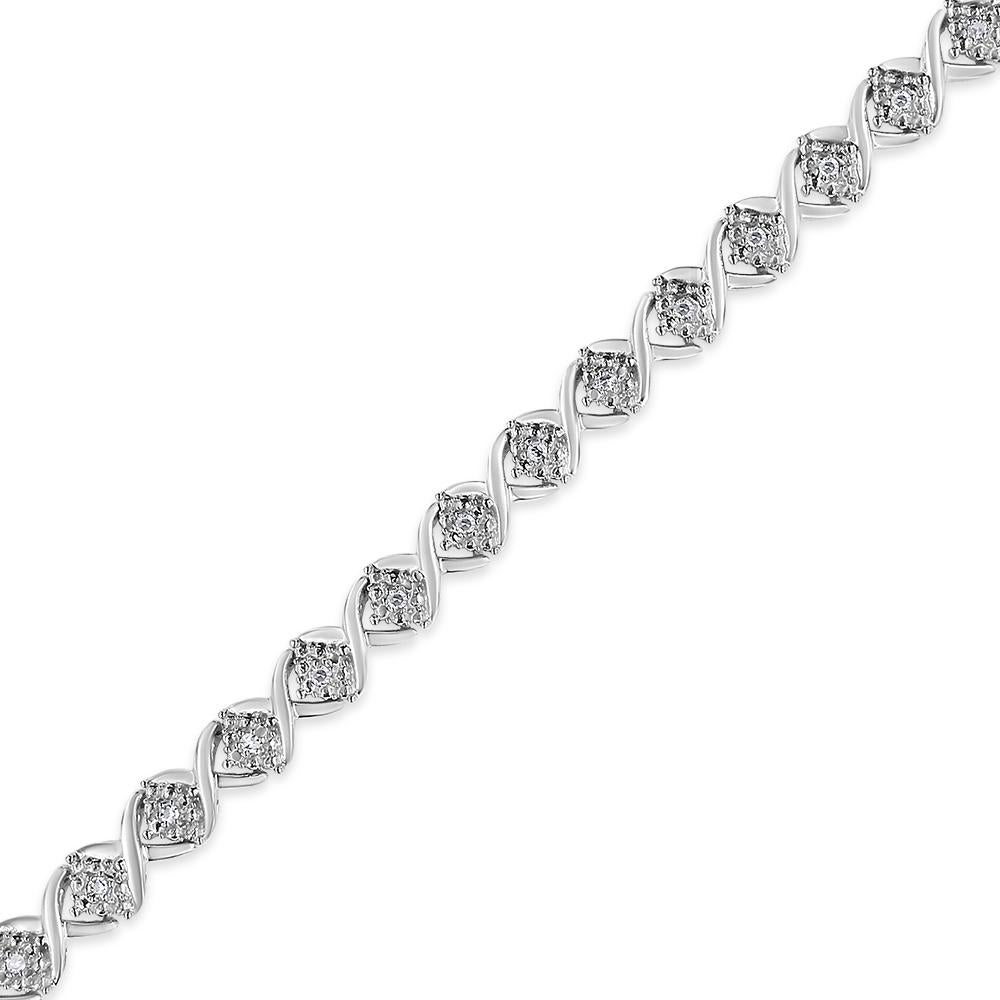 .925 Plata de Ley 1/4 Cttw Diamante talla redonda 