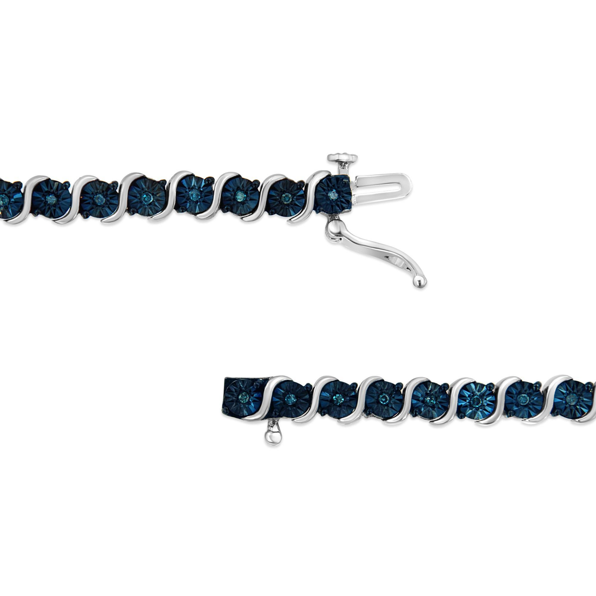 .925 Plata de Ley 1/4 Cttw Diamante Azul Tratado Tenis 7