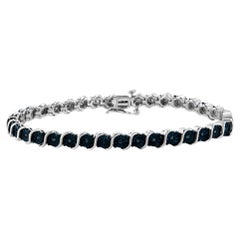 .925 Sterling Silver 1/4 Cttw Treated Blue Diamond Tennis 7" Bracelet