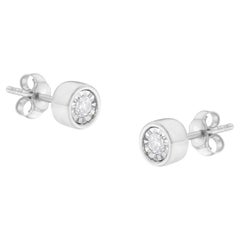 .925 Sterling Silver 1/5 Carat Diamond Bezel-Set Stud Earrings
