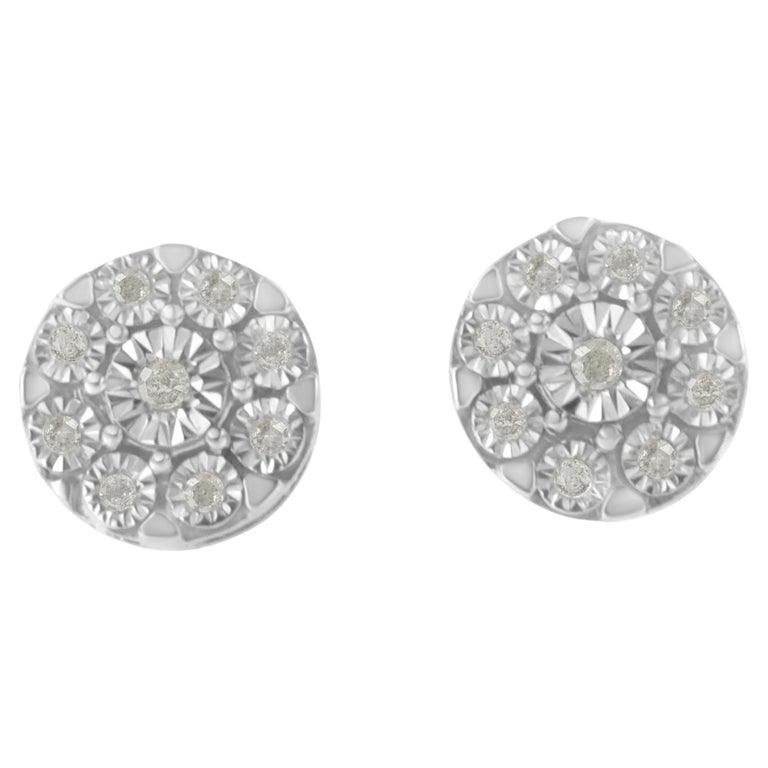 .925 Sterling Silver 1/5 Carat Miracle Plate Set Round Diamond Halo