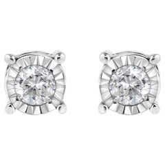 .925 Sterling Silver 1/5 Carat Near Colorless Diamond Miracle-Set Stud Earrings
