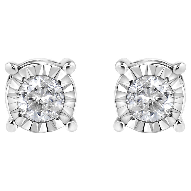 .925 Sterling Silver 1/5 Carat Near Colorless Diamond MiracleSet Stud