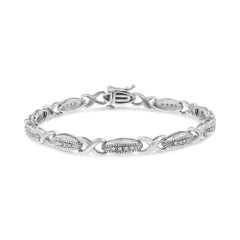 .925 Sterling Silver 1/5 Carat Round-Cut Diamond "X" Link Bracelet