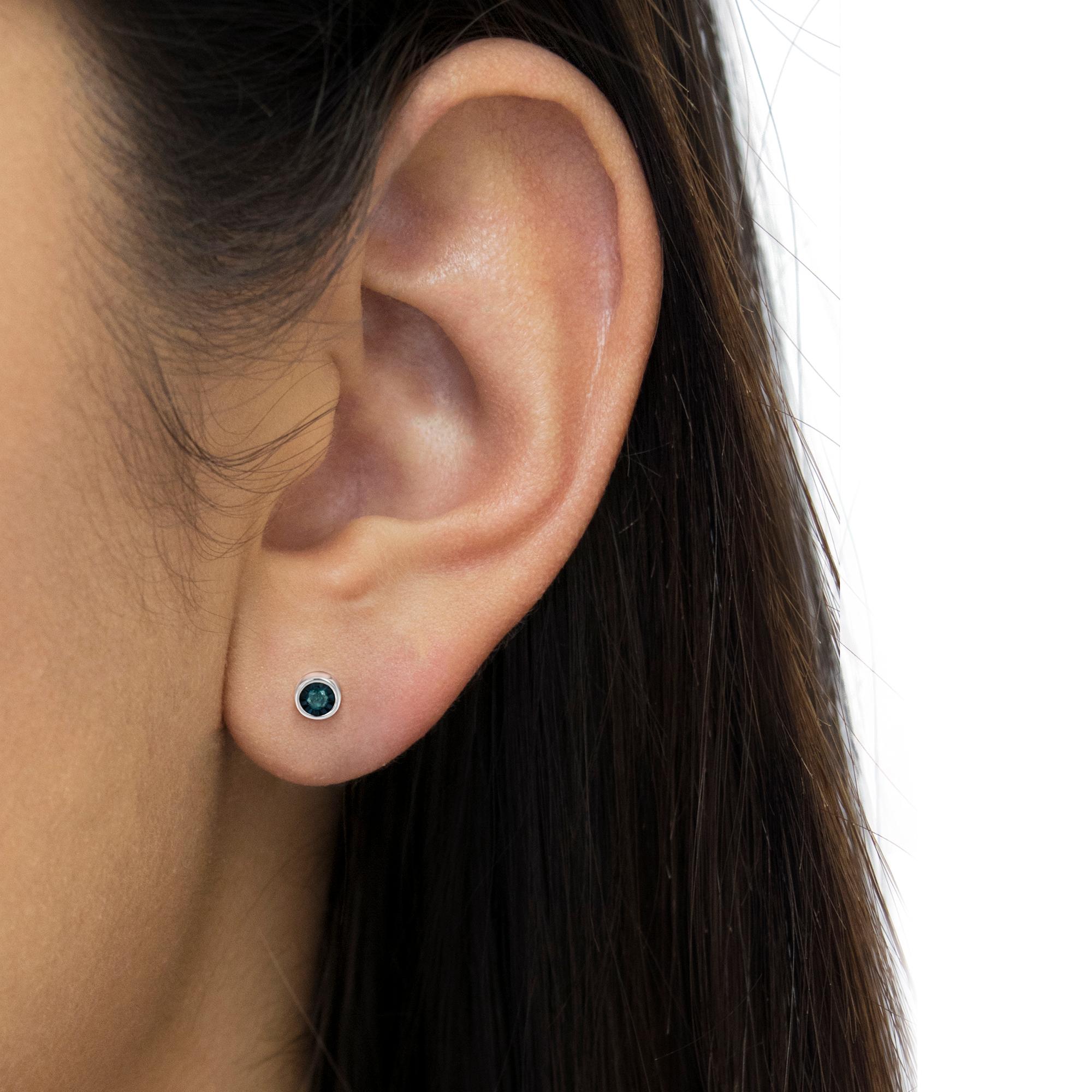 blue diamond earrings 1 carat