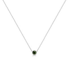 Pendentif solitaire à lunette en argent sterling avec diamant vert traité de 1/5 carat de .925 carat