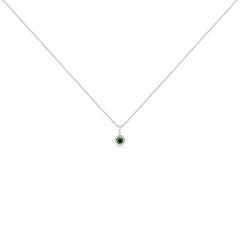 .925 Sterling Silver 1/5 Carat Treated Green Diamond Solitaire Pendant Necklace