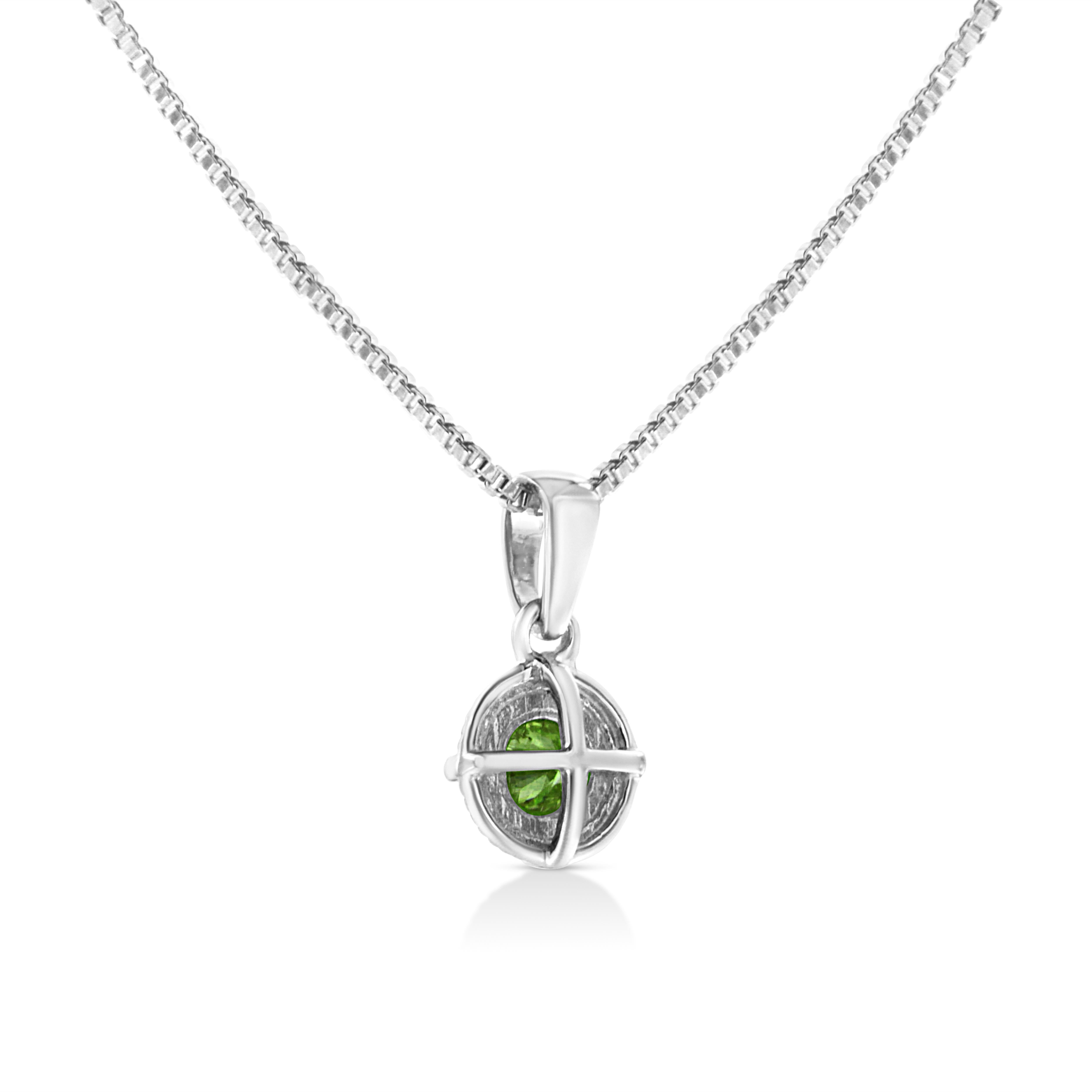 De las mujeres Collar Colgante Solitario de Plata de Ley .925 de 1/5 Quilates con Diamante Verde Tratado en venta