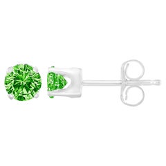 .925 Sterlingsilber 1/5 Karat behandelter grüner Diamant-Ohrstecker