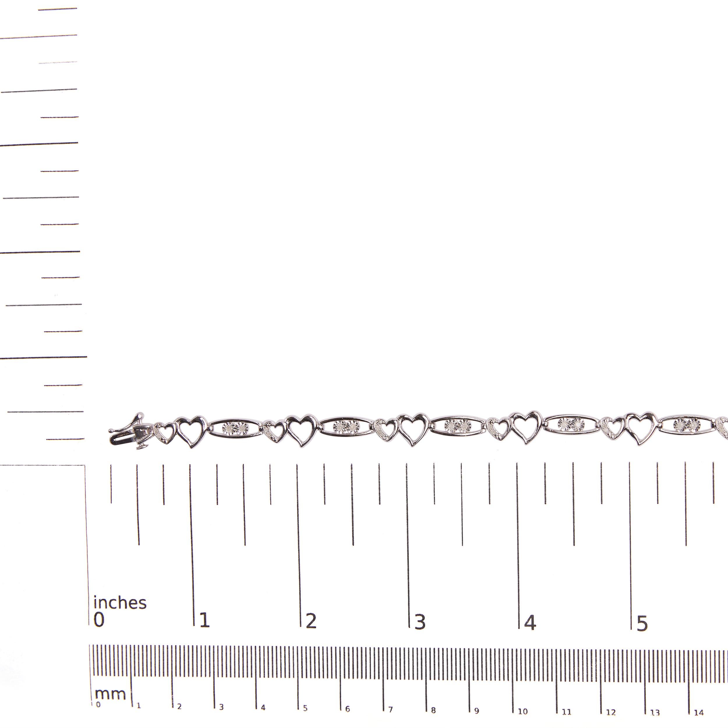 Bracciale con doppio cuore in argento 925 e diamanti da 1/5 carati A. Silver In condizioni Nuovo in vendita a New York, NY