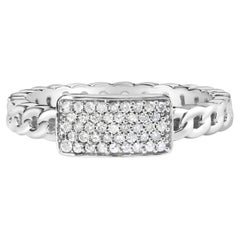.925 Sterling Silver 1/5 Cttw Diamond ID and Cuban Link Band Ring