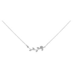 .925 Sterling Silver 1/5 Cttw Diamond Leaf and Branch Pendant Necklace