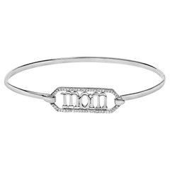 .925 Sterling Silver 1/5 Cttw Diamond Mom Bangle Bracelet