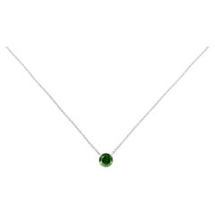 .925 Sterling Silver 1/5 Cttw Solitaire Treated Green Diamond Pendant Necklace
