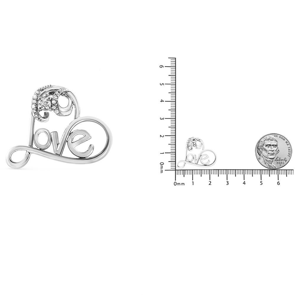 Women's .925 Sterling Silver 1/6 Carat Diamond Heart Pendant Necklace For Sale