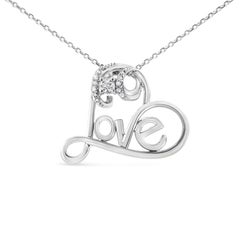 .925 Sterling Silver 1/6 Carat Diamond Heart Pendant Necklace