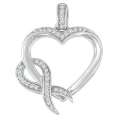 .925 Sterling Silver 1/6 Carat Diamond Heart Pendant Necklace